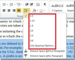 Spaziatura di Microsoft Word 2010