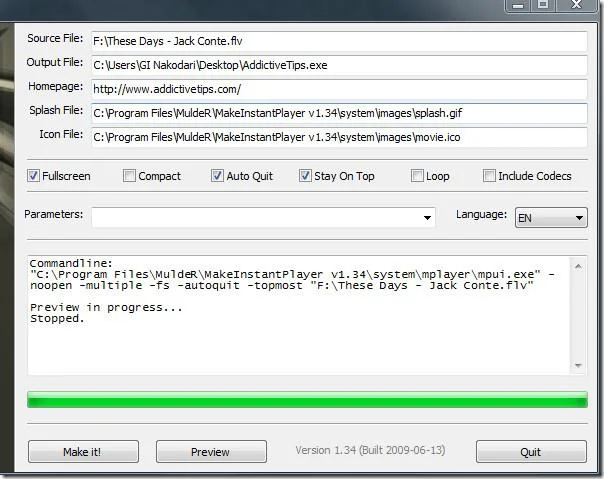 Convierte cualquier archivo de vídeo en un reproductor ejecutable (.exe) automático