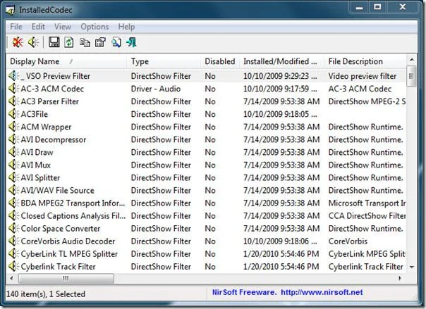 Encuentre controladores de códecs de audio y filtros DirectShow instalados