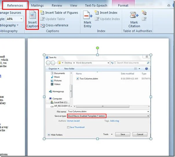 Beschriftungen und Querverweise in Word 2010 einfügen