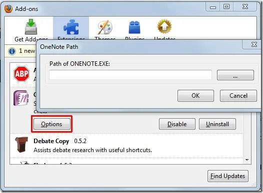 Интеграция с веб-браузером «Отправить в OneNote 2010»