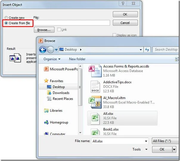 Встроить электронную таблицу Excel в PowerPoint 2010