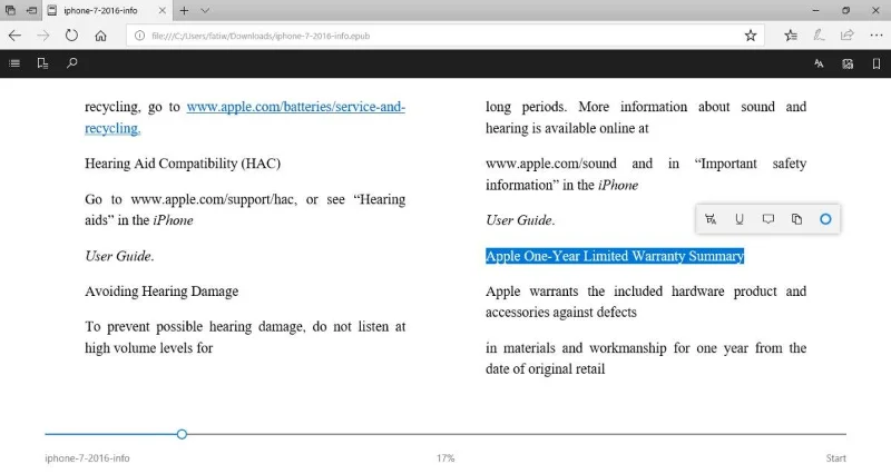 如何在 Microsoft Edge 中突出顯示文字並為 ePub 檔案添加註釋