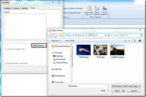 Outlook 2010: Hintergrundbild im E-Mail-Erstellungsfenster hinzufügen