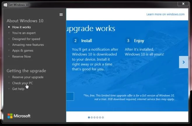 Comprueba la compatibilidad de dispositivos y aplicaciones antes de reservar Windows 10