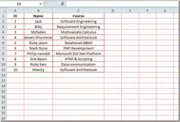 Excel 2010: Gitternetzlinien ändern, entfernen, drucken