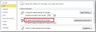 Outlook 2010: Automatische Rechtschreibprüfung von E-Mails vor dem Senden