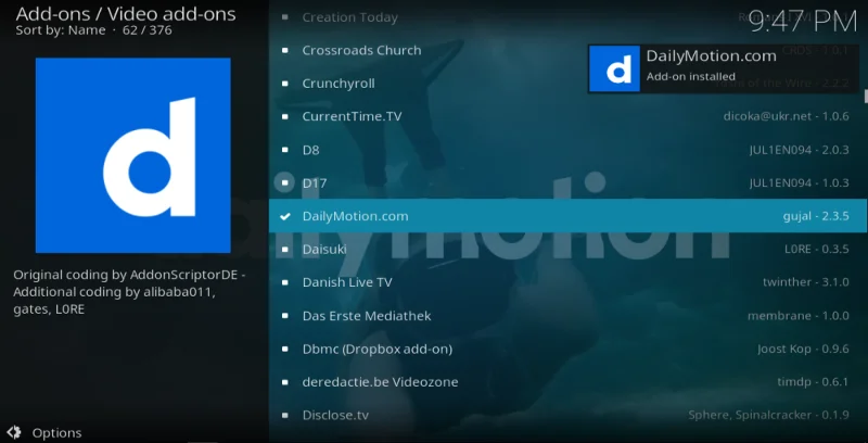 DailyMotion Kodi-Addon: Installation und Kurzanleitung
