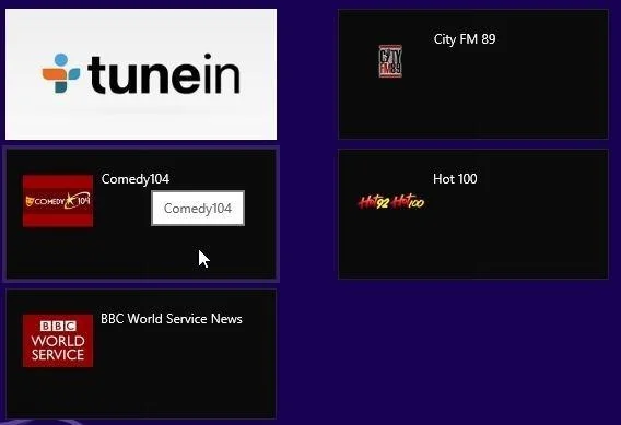 使用 TuneIn Radio 在 Windows 8 中收聽您喜愛的廣播電台