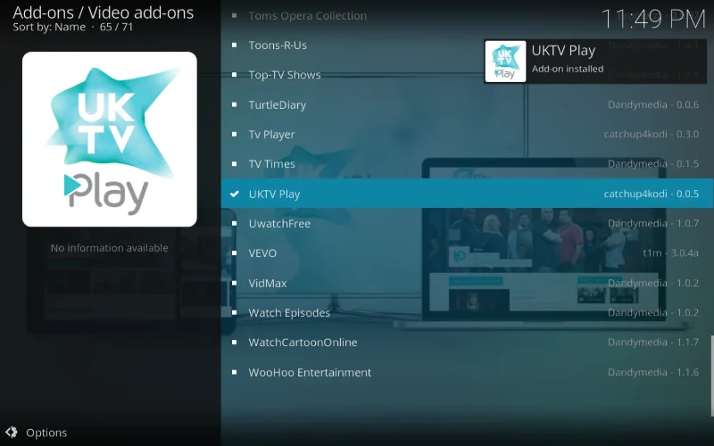 UKTV Play на Kodi: как установить дополнение UKTV Play, краткое руководство