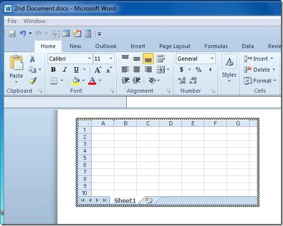 Excel-Tabelle in Word 2010-Dokument einfügen