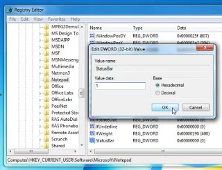 Cómo habilitar la barra de estado del Bloc de notas en Windows 7