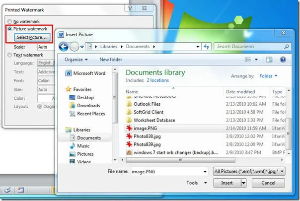 Wasserzeichen in Word 2010