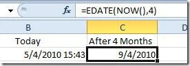 Excel 2010 EDATE-Funktion