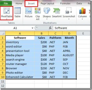 Excel 2010: Pivot-Tabelle und Diagramm erstellen