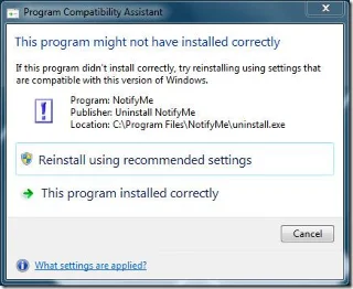 Windows 7: Deshabilitar este programa podría no haberse instalado correctamente