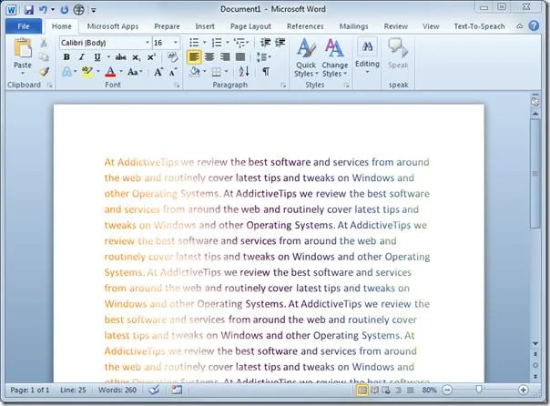 Word 2010: Schriftfarbe mit Farbverlaufsfüllung ändern