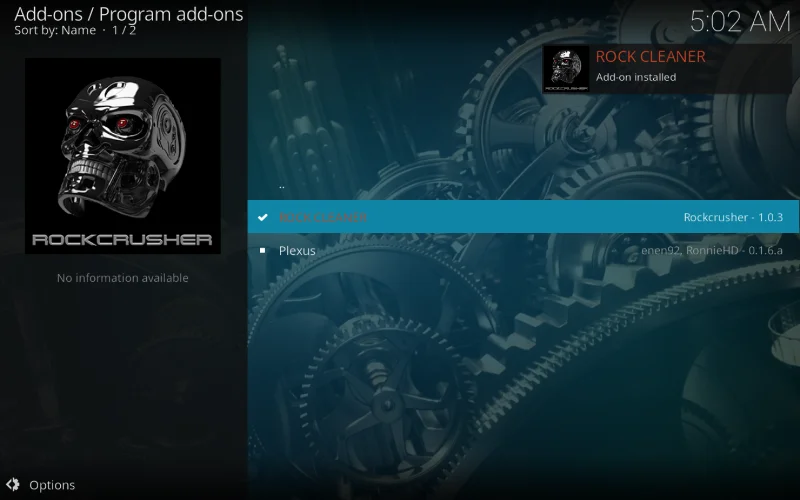 Очистите Kodi с помощью Rock Cleaner из репозитория Rock Crusher