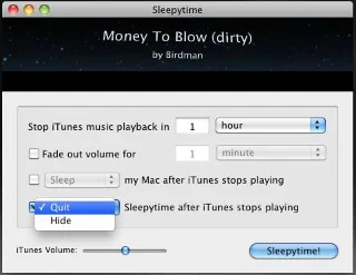 Interrompere automaticamente la riproduzione di musica da iTunes e spegnere il Mac