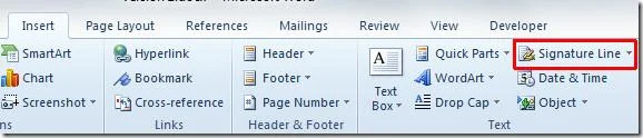 So fügen Sie eine Signaturzeile in Word 2010 ein