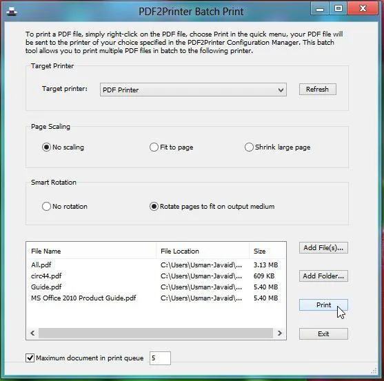 PDF2Printer: Windows 8 の PDF コンテキスト メニューに印刷オプションを追加する
