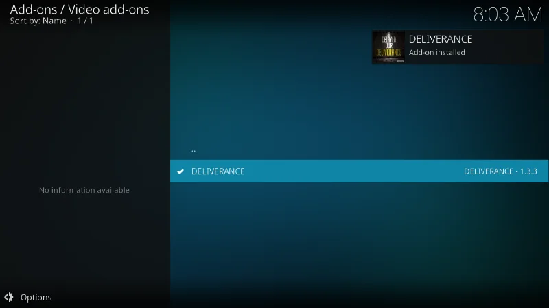 Дополнение Deliverance для Kodi (альтернатива Sports Devil)
