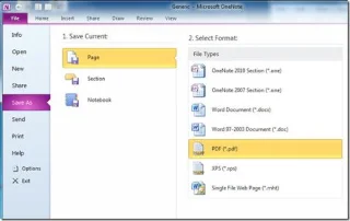 Salva il blocco appunti di OneNote 2010 in formato Doc, Docx, PDF
