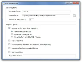 Monitor de descompresión: programa la descompresión y extracción de archivos RAR