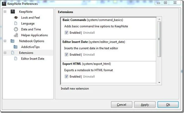 KeepNote: ノートブック階層を備えたメモツール