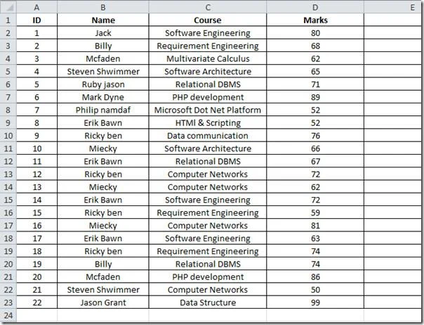 SVERWEIS-Funktion in Excel 2010