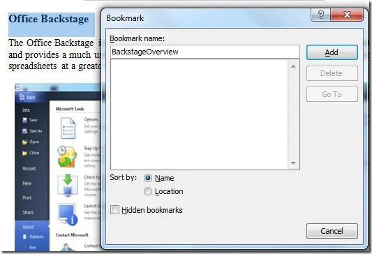 Word 2010-Lesezeichen