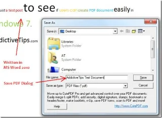 Crea un documento PDF da Microsoft Word 2010 in Windows 7