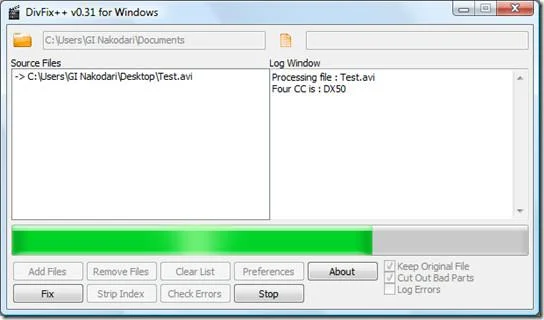 Cómo reparar un archivo de vídeo AVI al instante con DivFix++