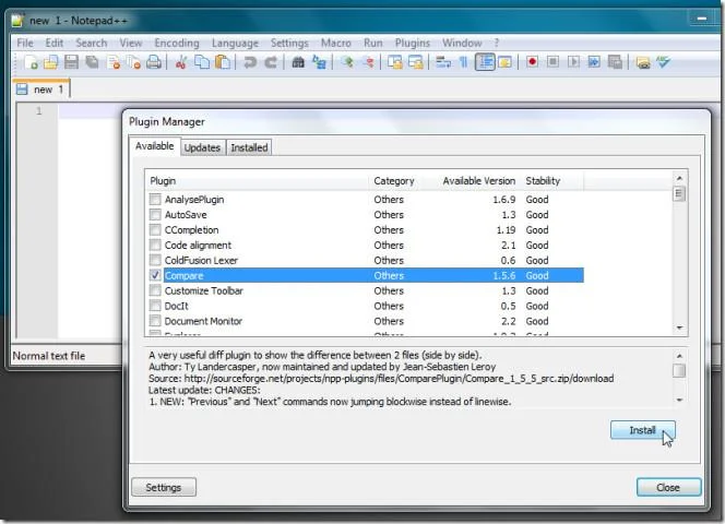 如何在 Notepad++ 中比較兩個文件