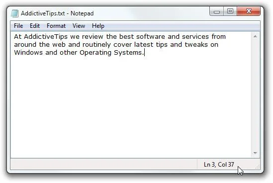 Cómo habilitar la barra de estado del Bloc de notas en Windows 7