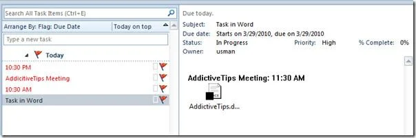 Hinzufügen und Erstellen von Outlook 2010-Aufgaben aus Word 2010