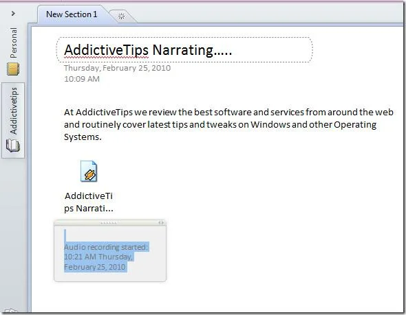 Запись аудио и видео в Office OneNote 2010