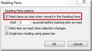 Outlook 2010: Elemente als gelesen markieren, wenn sie im Lesebereich angezeigt werden