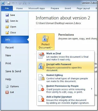So verschlüsseln Sie Word 2010-Dokumente mit einem Kennwort