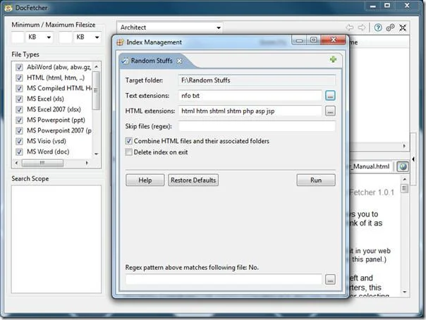 Motor de búsqueda de documentos DocFetcher
