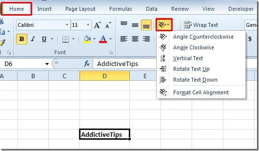So drehen Sie Zellen in Excel 2010