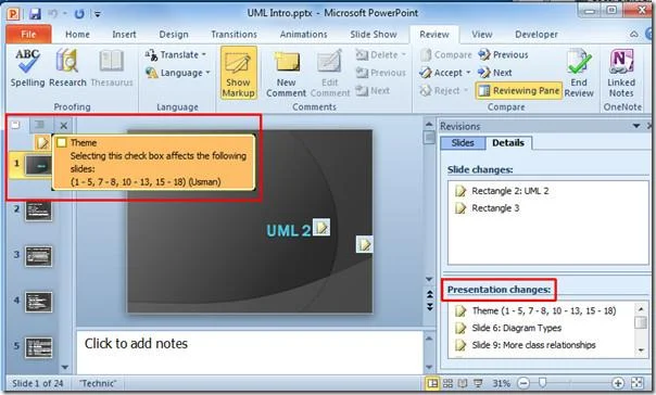 Vergleichen Sie zwei Präsentationen in PowerPoint 2010