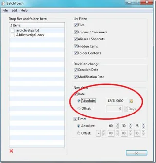 Batch Touch – Modifica la data di creazione/modifica di file e cartelle
