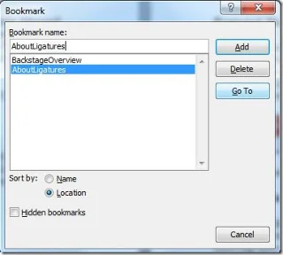 Word 2010-Lesezeichen