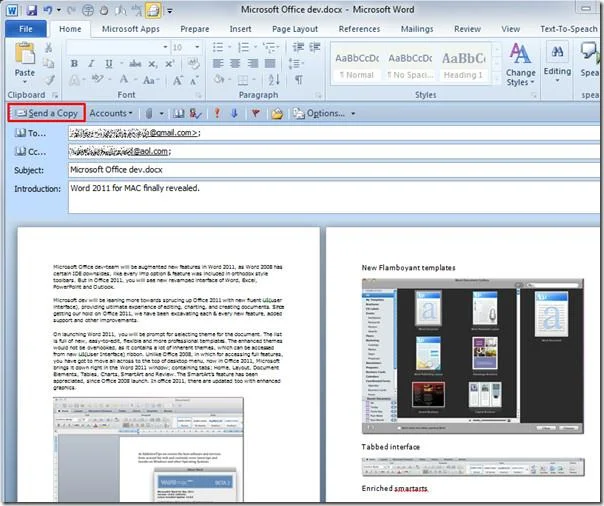 Senden Sie Word 2010-Dokumente direkt an den E-Mail-Empfänger über Outlook 2010