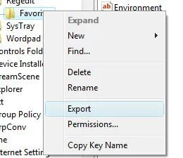 Cómo transferir los favoritos del registro a otra computadora