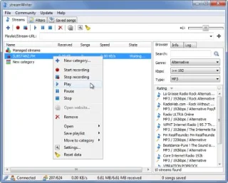 streamWriterでインターネットラジオ局から音楽トラックをダウンロードする