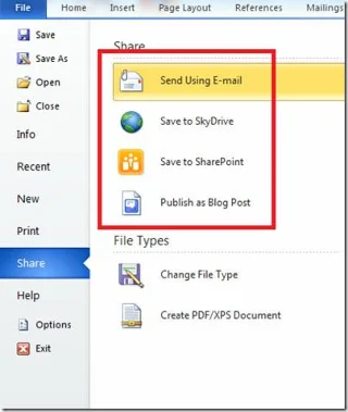 Techniken zur Dokumentfreigabe in Word 2010