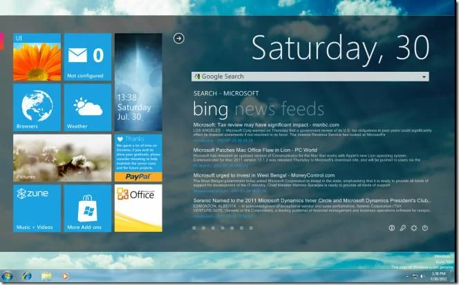 使用 Omnimo Rainmeter Skin 在 Windows 7 上取得 Windows 8 開始畫面