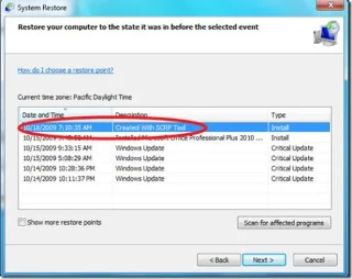 Windows 7 按一下還原點建立器